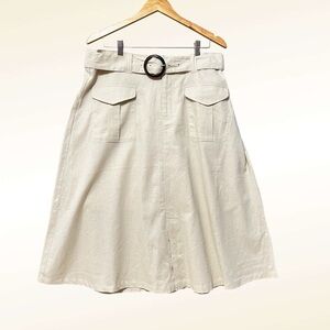 Who What Wear Womens Linen Blend Cargo Skirt Size 16 NWOT Tan Belted Midi